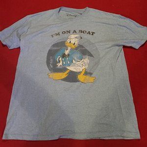 Disney Donald Duck "I'm On A Boat" Blue T-Shirt Adult Size XL - Distressed Style